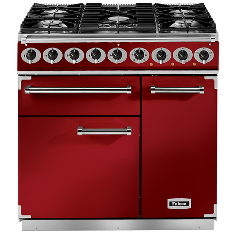 Falcon Deluxe 900 Cherry Red Dual Fuel Range Cooker F900DXDFRD/NM